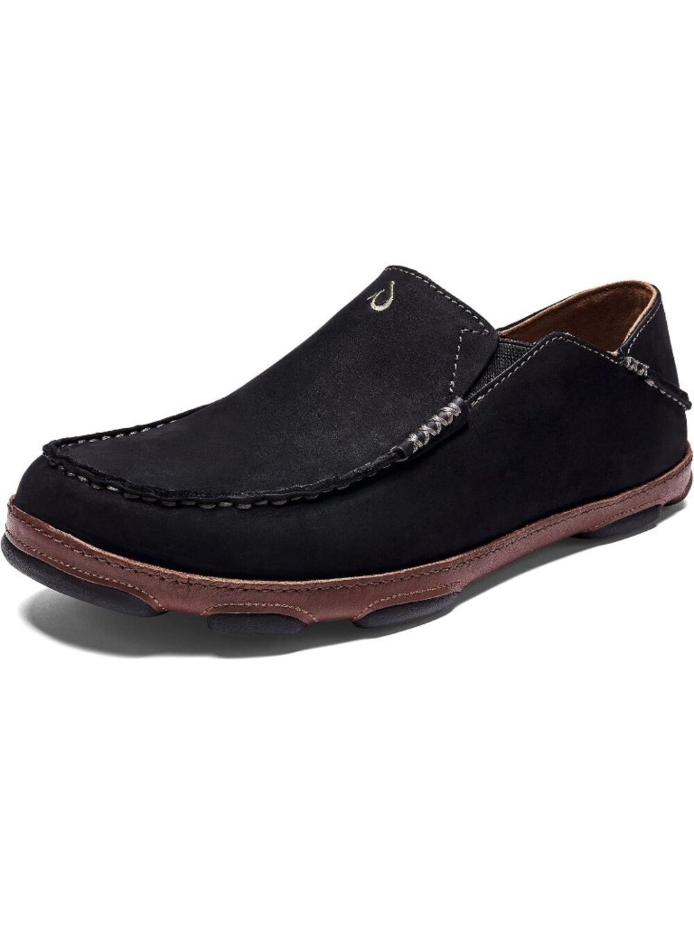 Men's Black Toffee Moc Toe Premium Leather Block Heel Comfortable Slip On Loafer